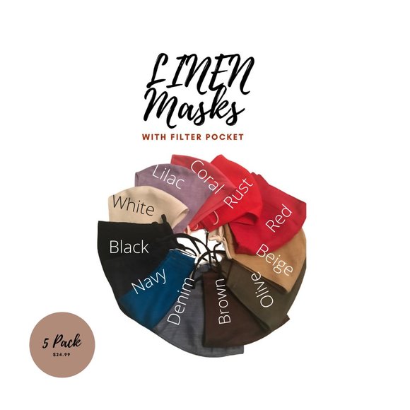 3 Pack of Linen Face Masks, Red, White and Blue. - Picture 6 of 15